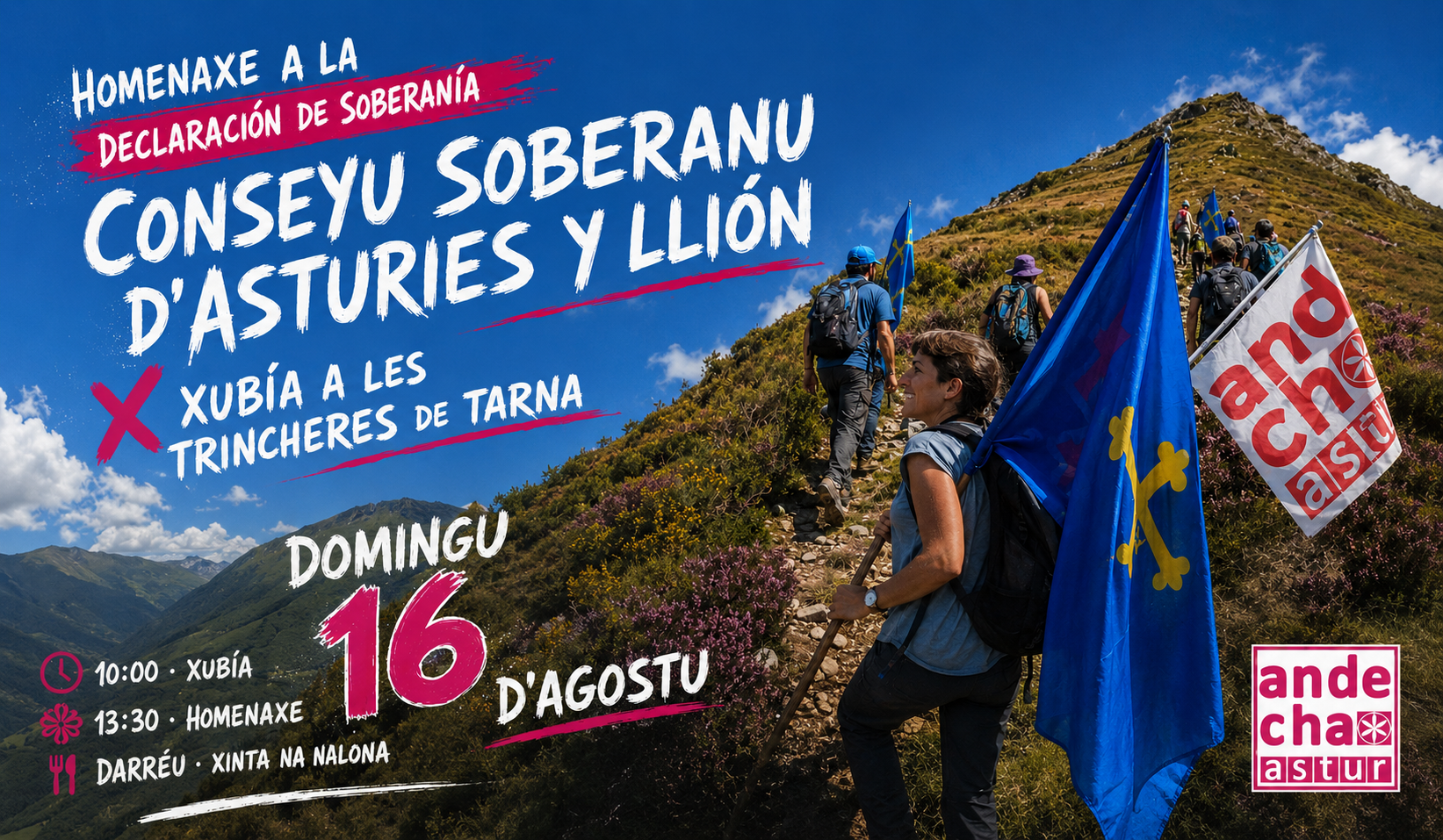 Andecha Astur torna homenaxear nel Puertu Tarna al Conseyu Soberanu d’Asturies y Llión
