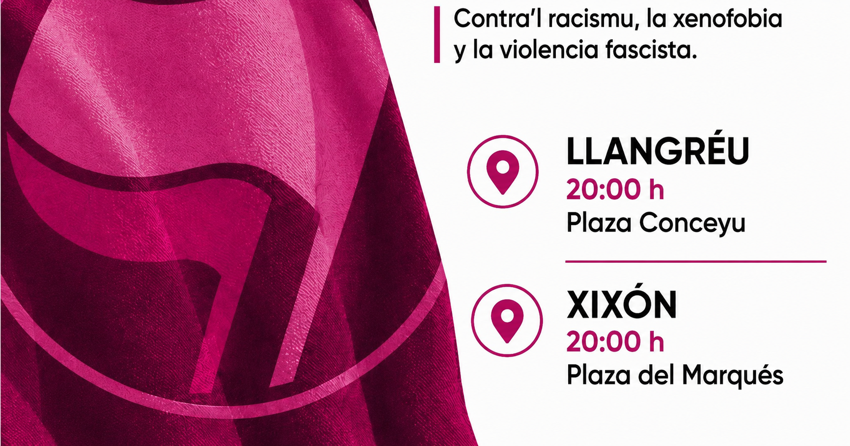 Andecha Astur llama a participar nes concentraciones antirracistes y antifacistes convocaes pa esti miércoles n’Asturies